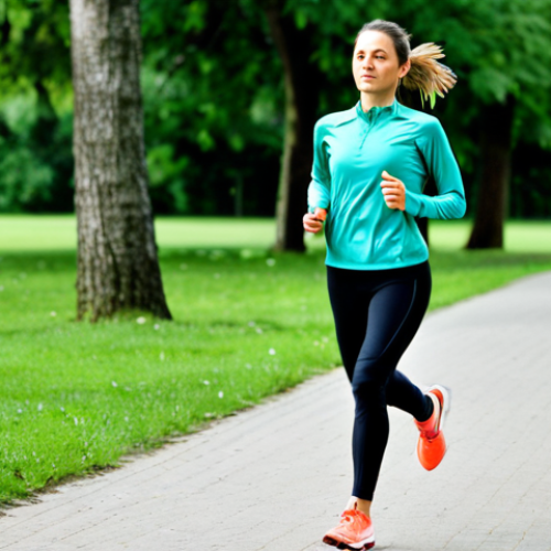 Home 17 Runner in a Park**
"A female athlete jogging in a lush green park, fully clothed in modest running gear: a long-sleeved athletic shirt and running leggings, appropriate running shoes, safe for work, perfect anatomy, correct proportions, natural pose, well-formed hands, proper finger count, natural body proportions, professional sports photography, high quality, morning light."
**